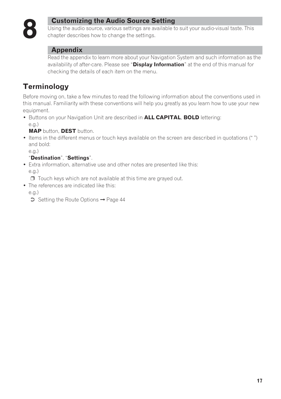 Terminology | Pioneer AVIC-D1 User Manual | Page 19 / 133