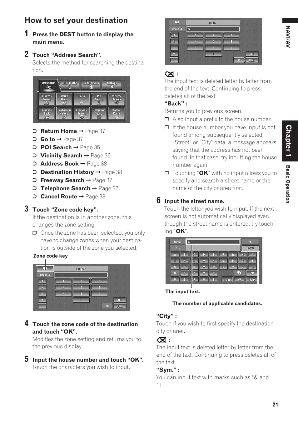 How to set your destination | Pioneer AVIC-D1 User Manual | Page 23 / 133