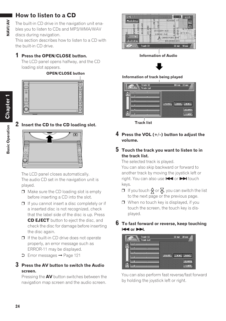 How to listen to a cd | Pioneer AVIC-D1 User Manual | Page 26 / 133