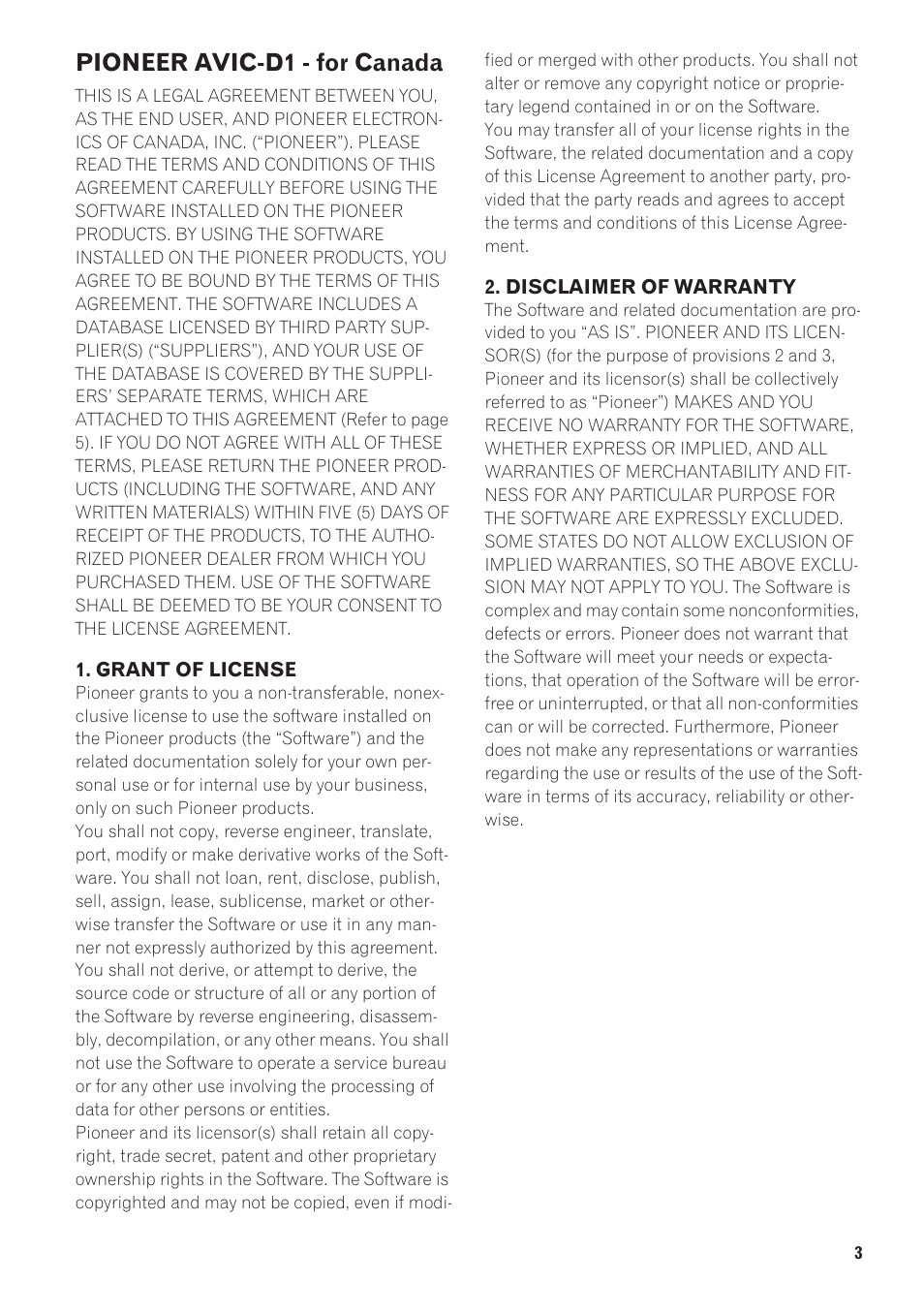 Pioneer avic-d1 - for canada | Pioneer AVIC-D1 User Manual | Page 5 / 133
