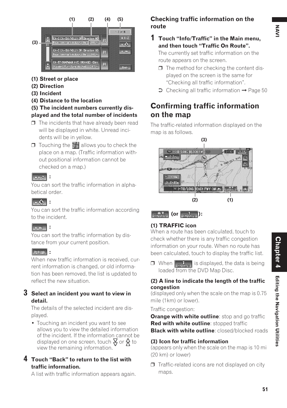 Confirming traffic information on the map, Chapter 4 | Pioneer AVIC-D1 User Manual | Page 53 / 133