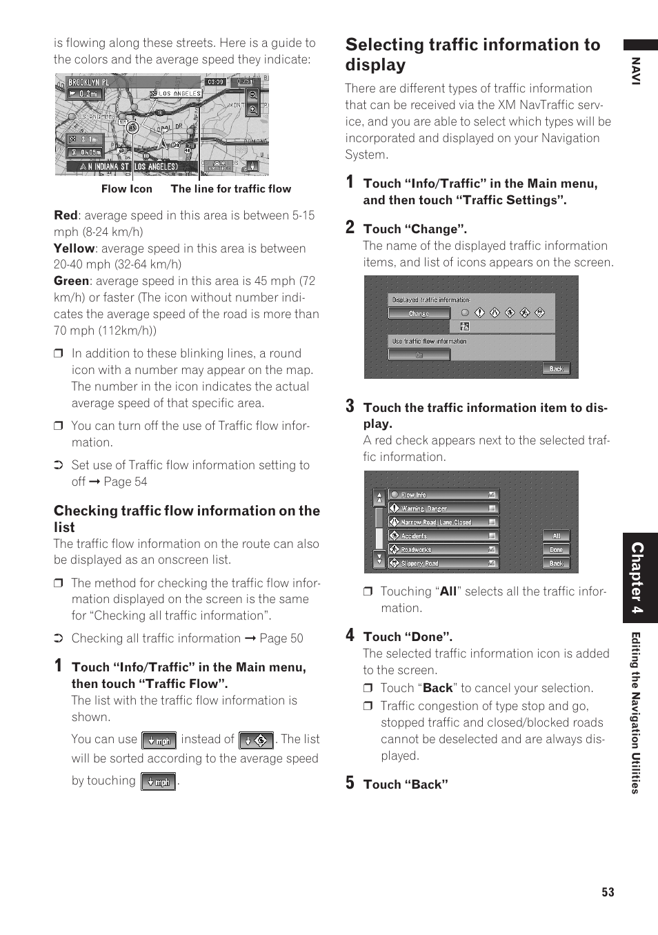 Selecting traffic information to display | Pioneer AVIC-D1 User Manual | Page 55 / 133