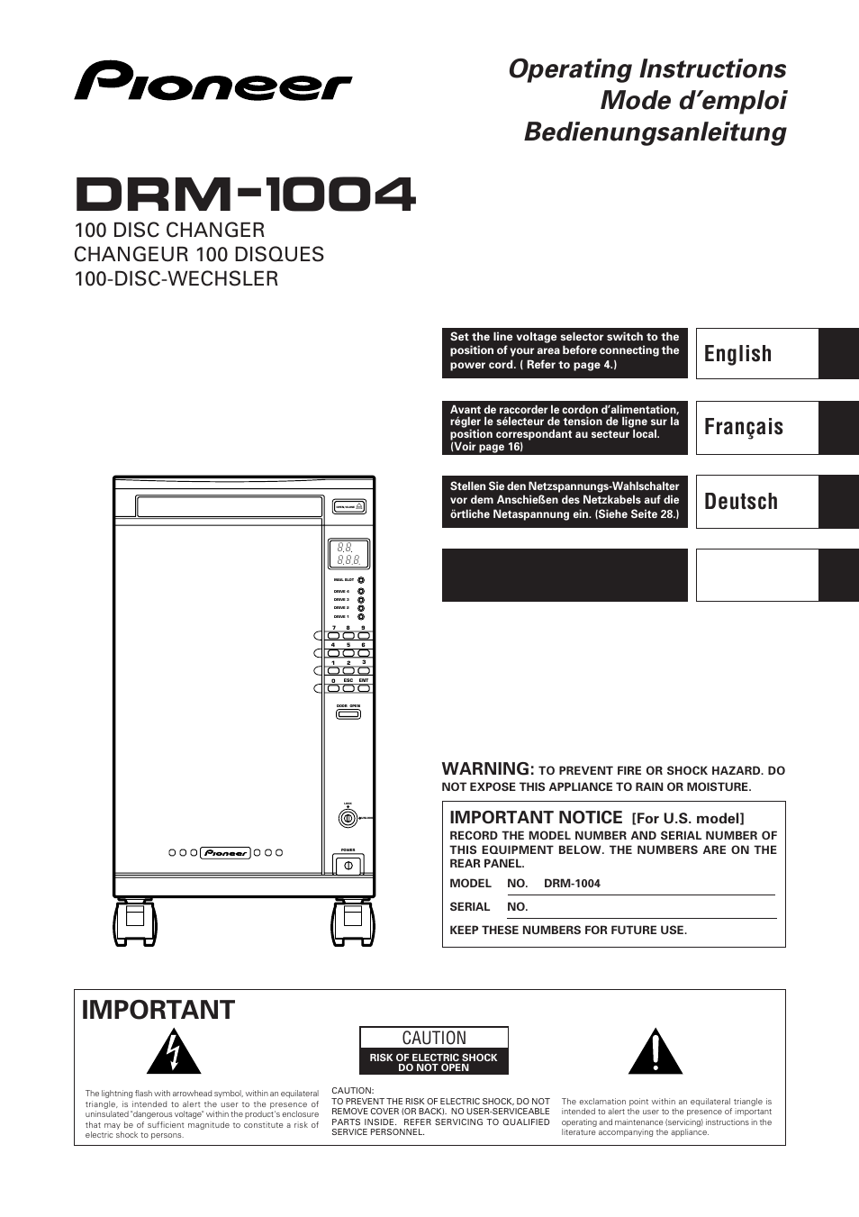 Pioneer DRM-1004 User Manual | 52 pages