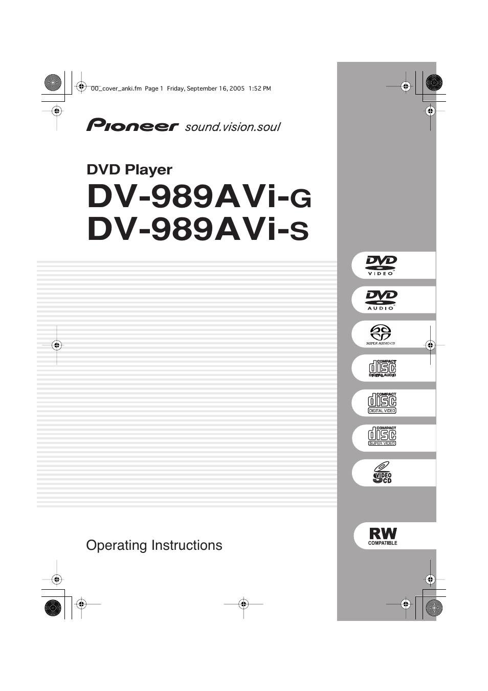 Pioneer DV-989AVi-S User Manual | 96 pages