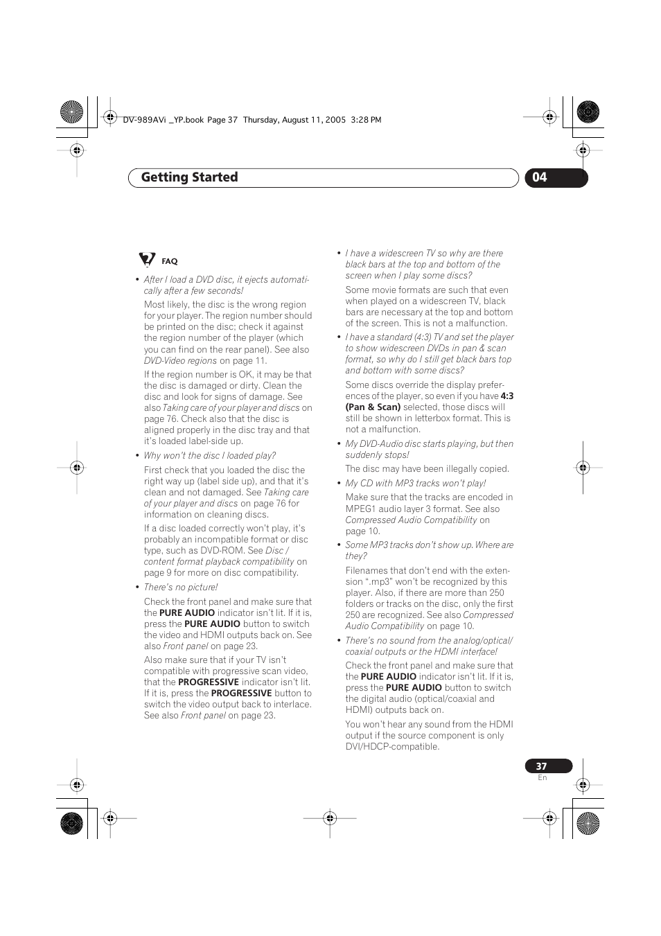 Getting started 04 | Pioneer DV-989AVi-S User Manual | Page 37 / 96