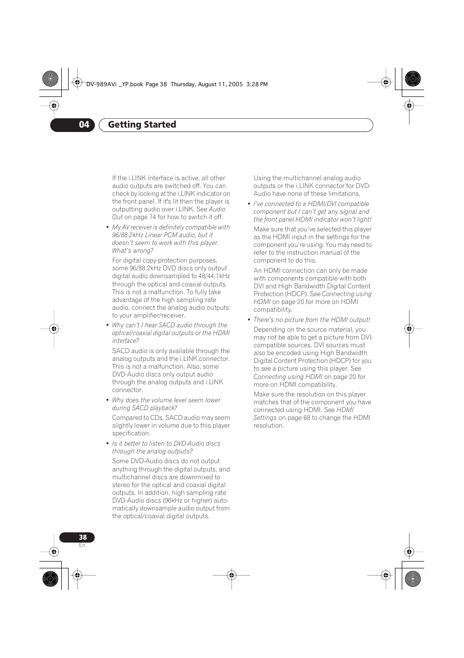 Getting started 04 | Pioneer DV-989AVi-S User Manual | Page 38 / 96