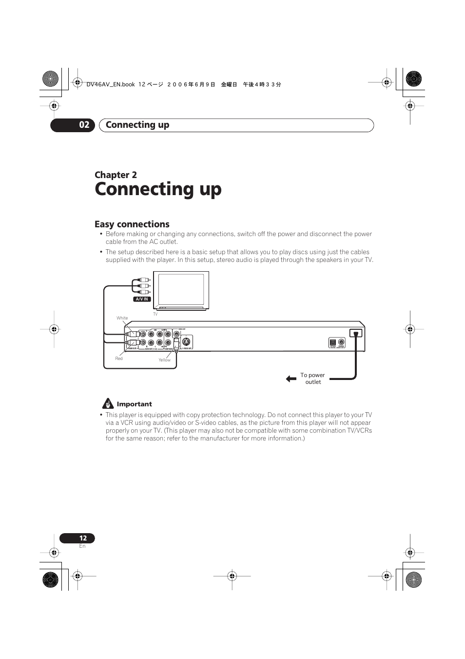 02 connecting up, Easy connections, Connecting up | Connecting up 02, Chapter 2 | Pioneer Elite DV-46AV User Manual | Page 12 / 64