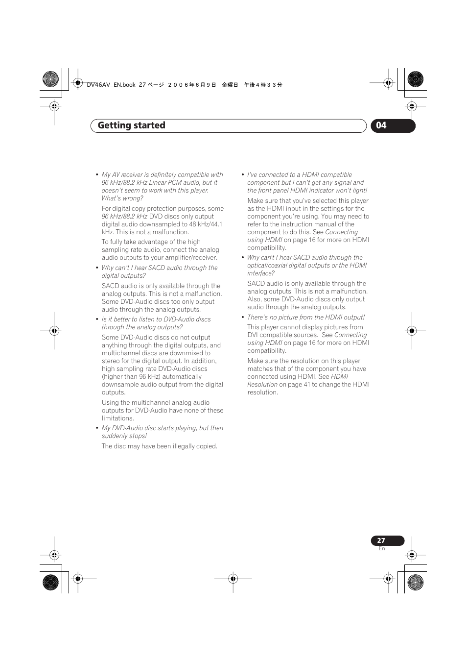 Getting started 04 | Pioneer Elite DV-46AV User Manual | Page 27 / 64