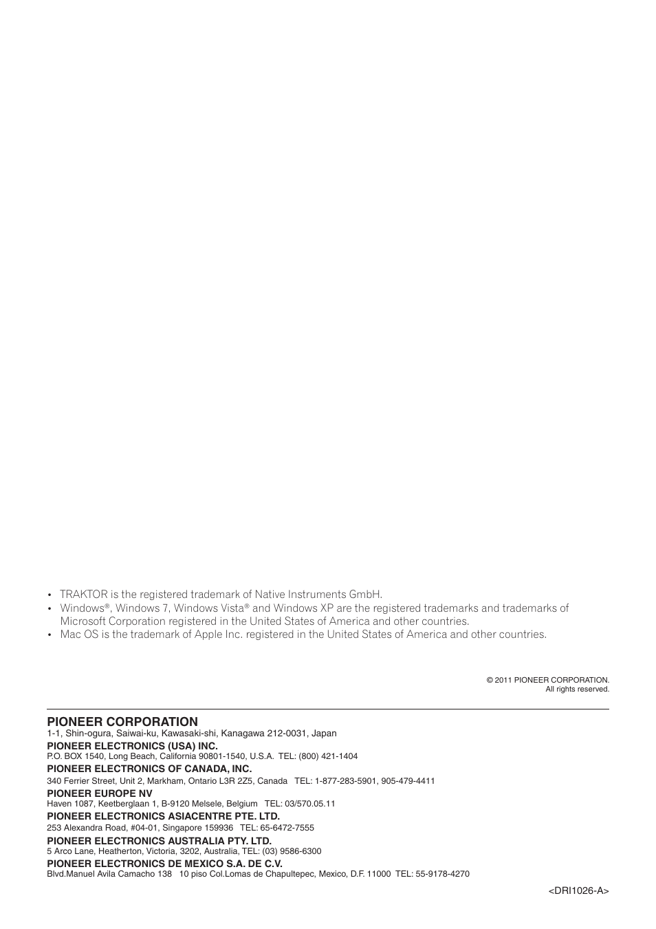 Pioneer corporation | Pioneer TRAKTOR PRO 2 DDJ-T1 User Manual | Page 8 / 8
