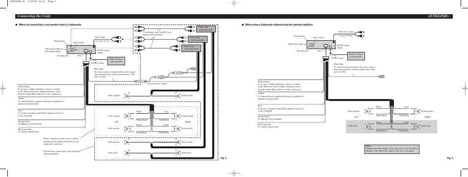 Connecting the units <english | Pioneer Premier Car CD/Radio Player DEH-P350 User Manual | Page 2 / 8