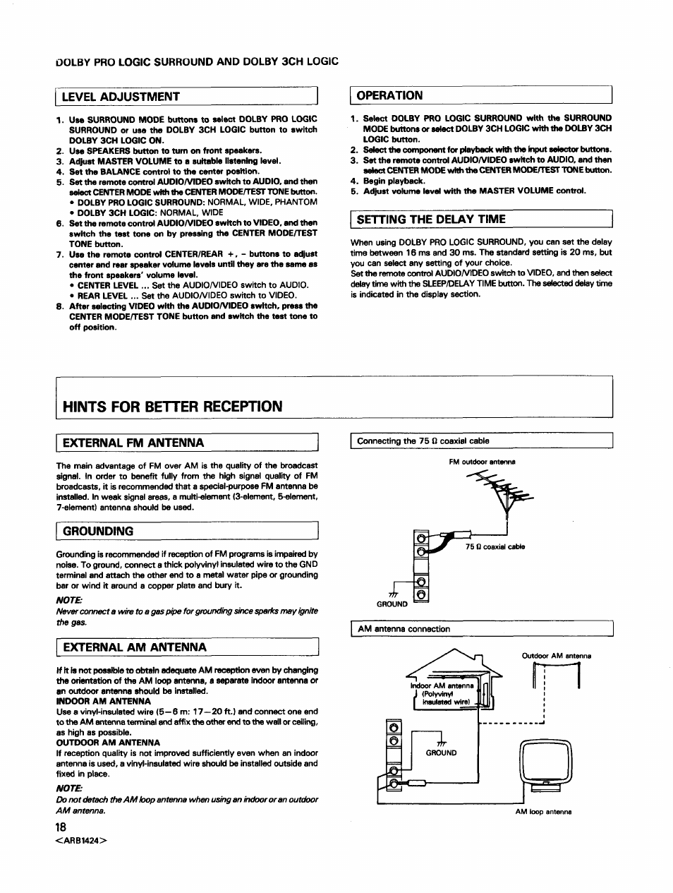 Dolby pro logic surround and dolby 3ch logic | Pioneer VSX-452 User Manual | Page 18 / 24