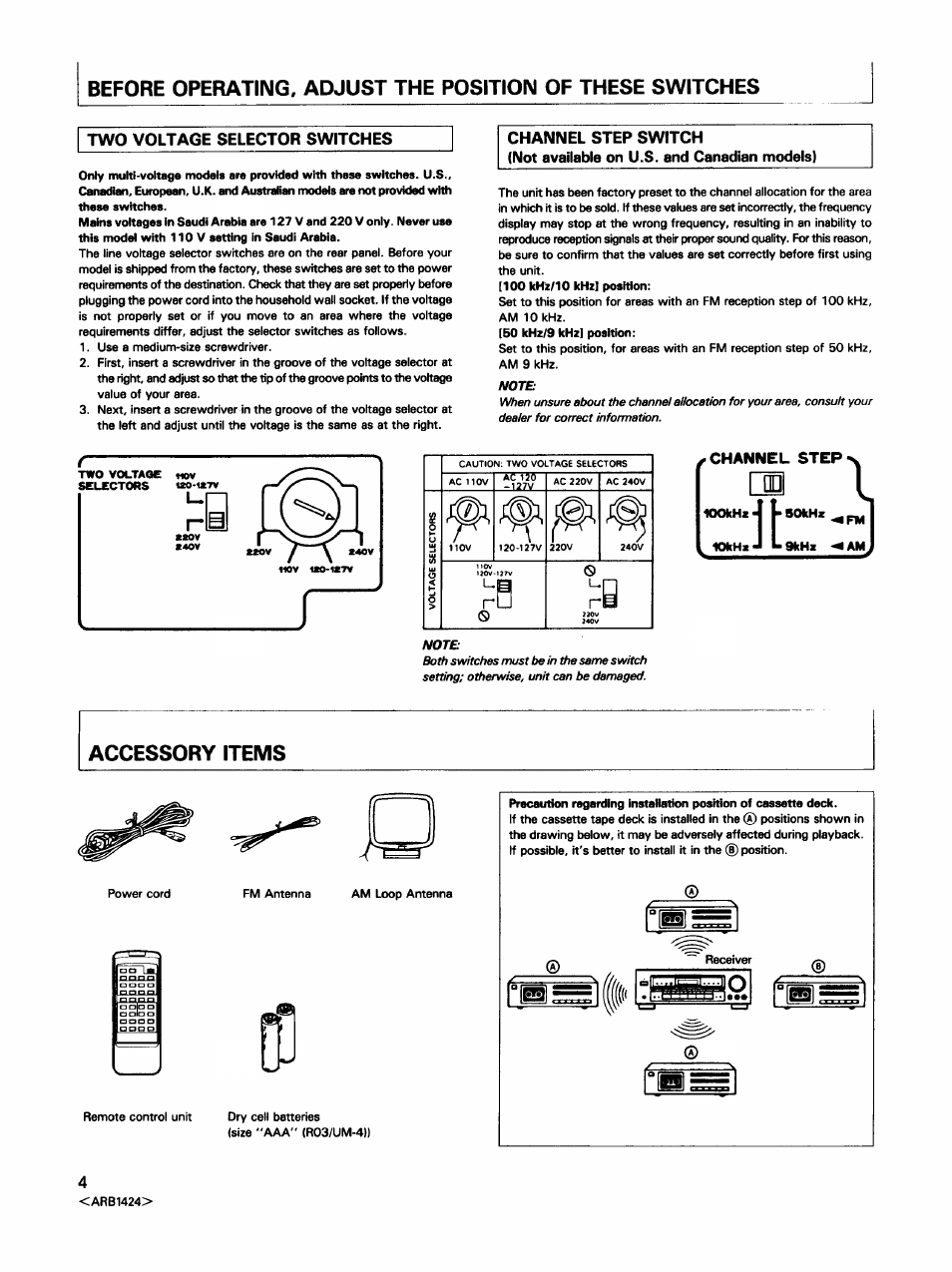 Not available on u.s. and canadian models), Accessory items | Pioneer VSX-452 User Manual | Page 4 / 24