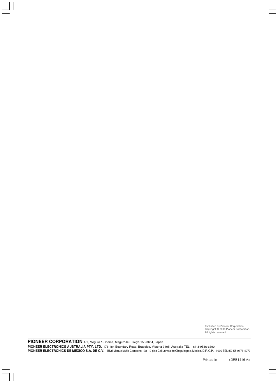 Pioneer corporation | Pioneer DVJ-1000 User Manual | Page 107 / 107