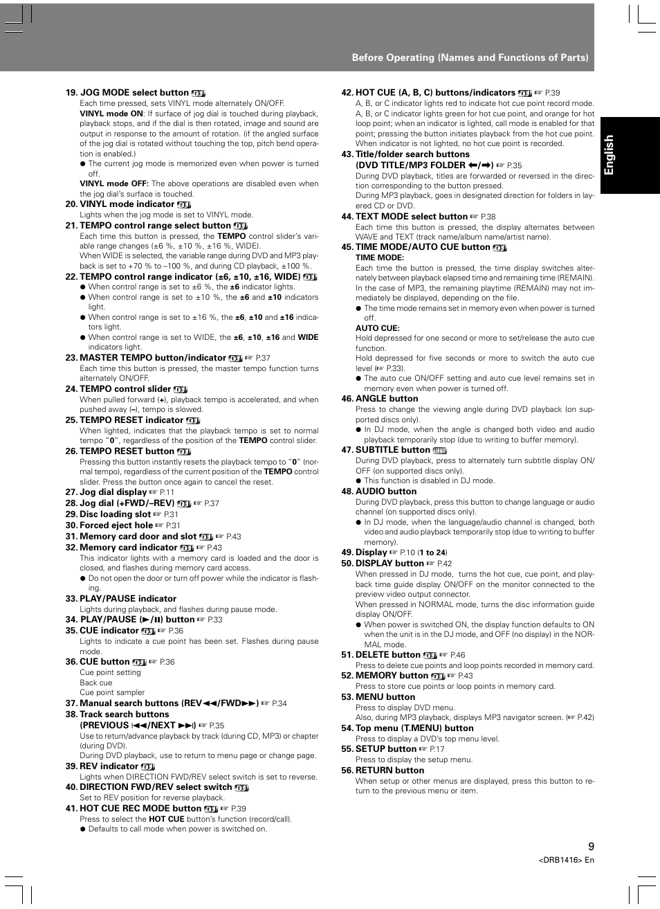 English | Pioneer DVJ-1000 User Manual | Page 11 / 107