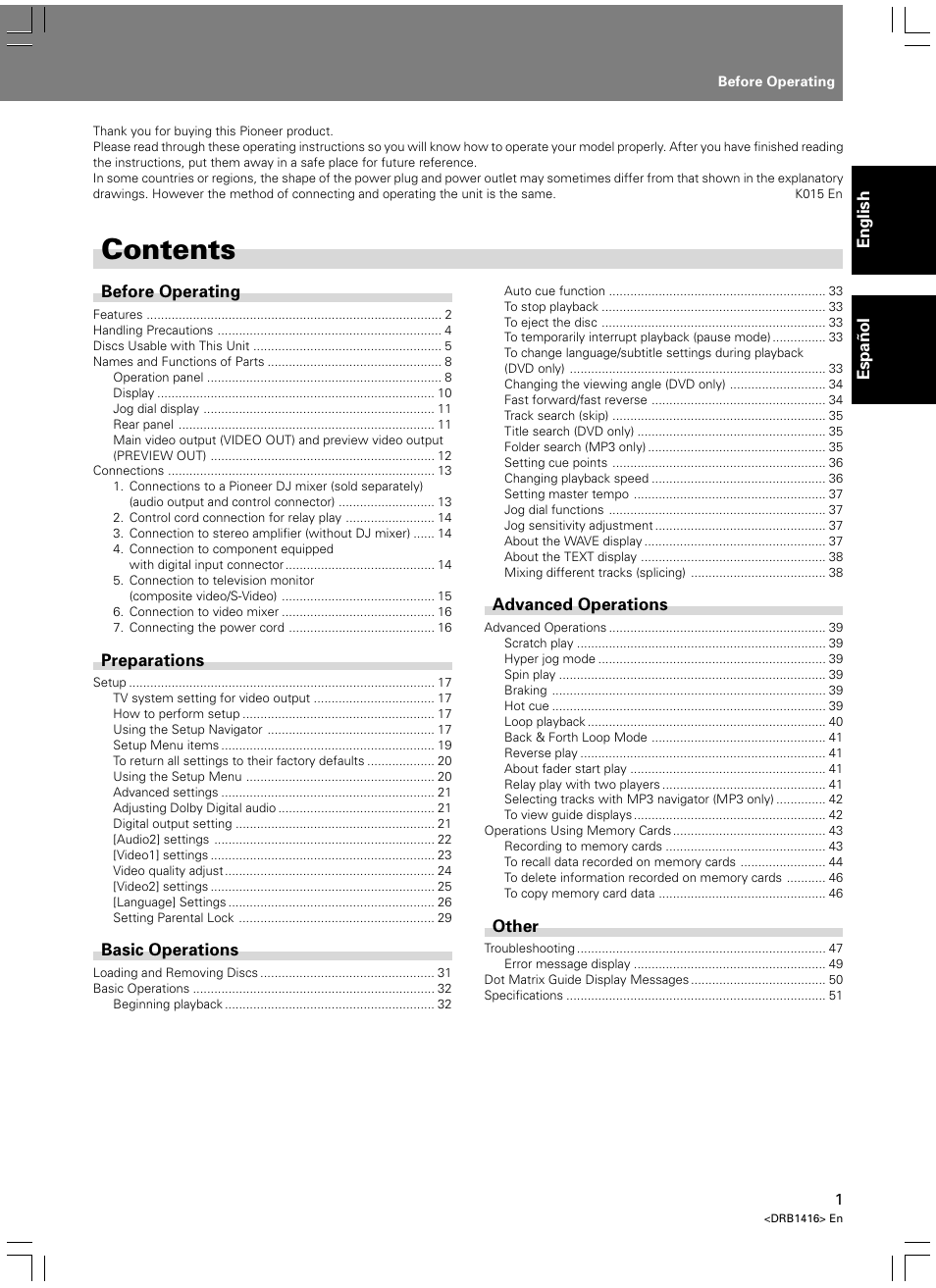 Pioneer DVJ-1000 User Manual | Page 3 / 107