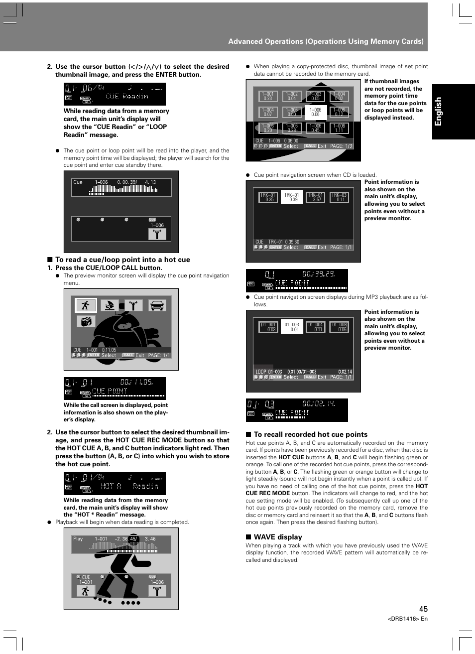 English, Wave display | Pioneer DVJ-1000 User Manual | Page 47 / 107