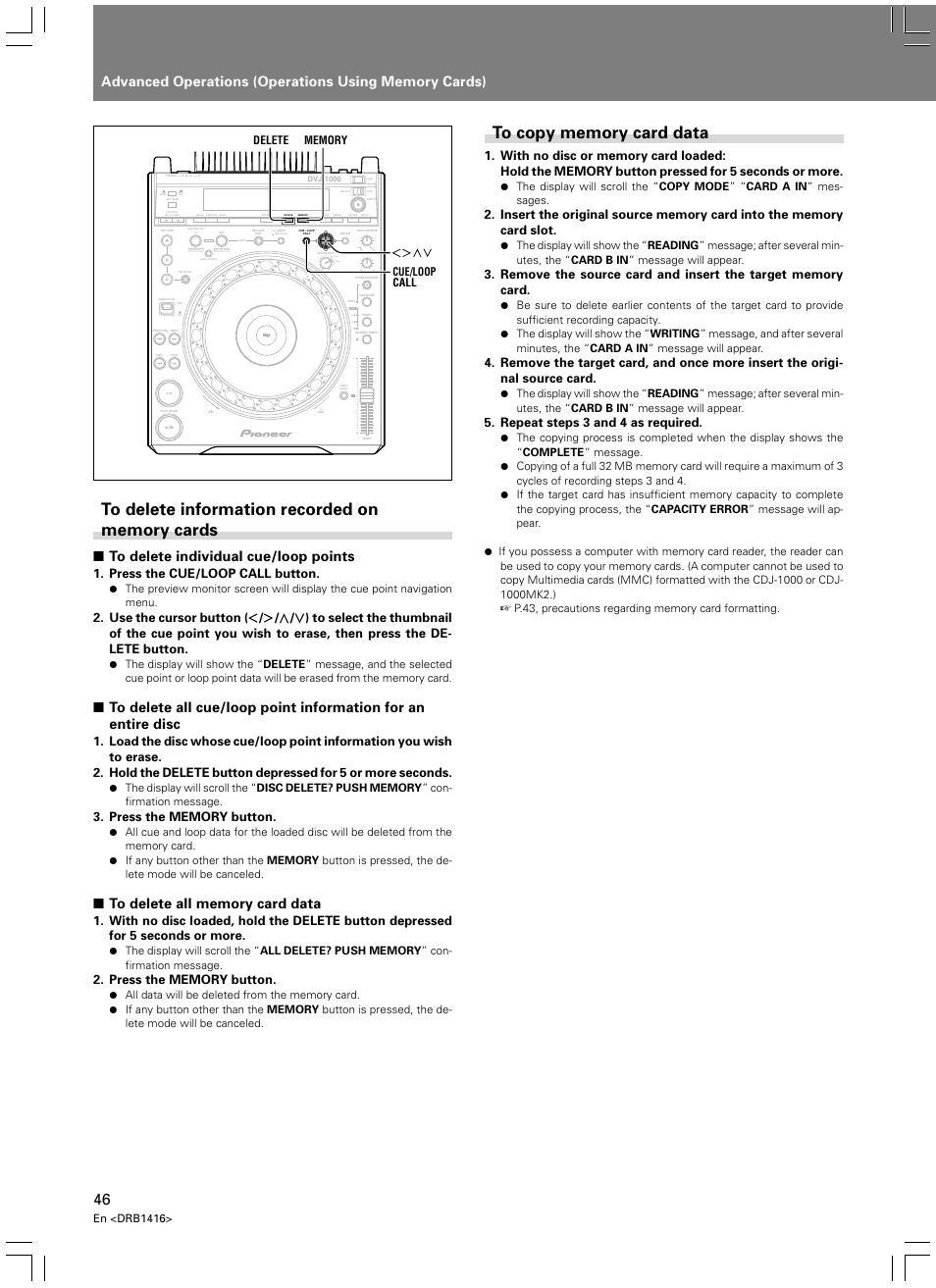 Light heavy, Press the cue/loop call button, Repeat steps 3 and 4 as required | En <drb1416 | Pioneer DVJ-1000 User Manual | Page 48 / 107