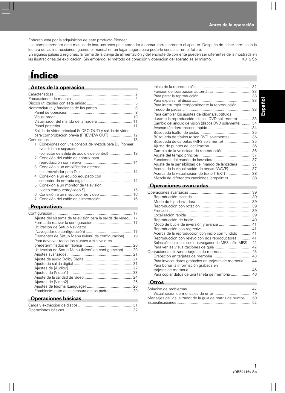 Índice | Pioneer DVJ-1000 User Manual | Page 55 / 107