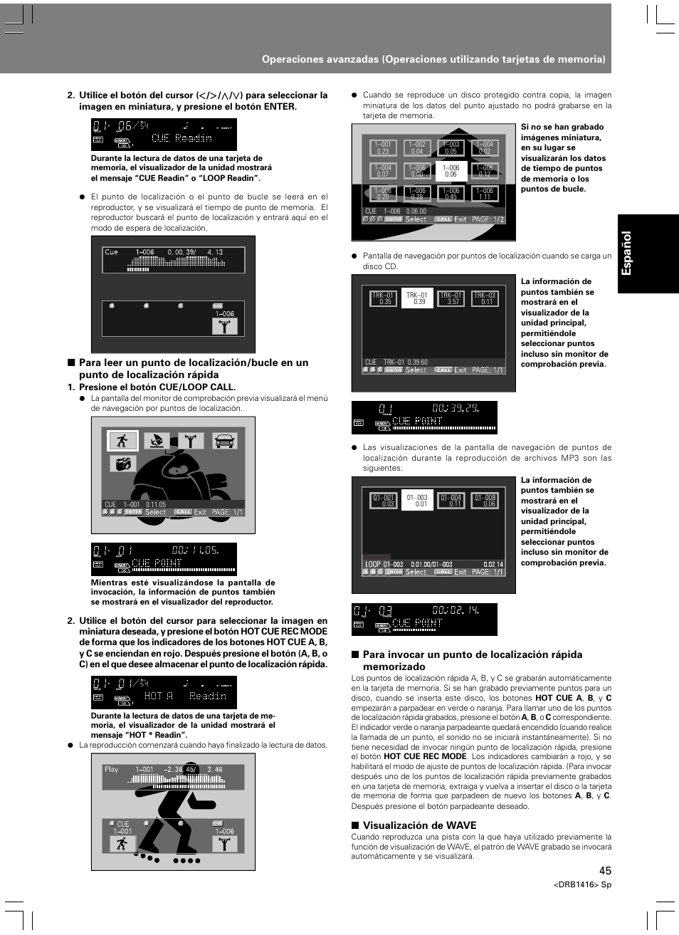 Espa ñ ol, Visualización de wave | Pioneer DVJ-1000 User Manual | Page 99 / 107