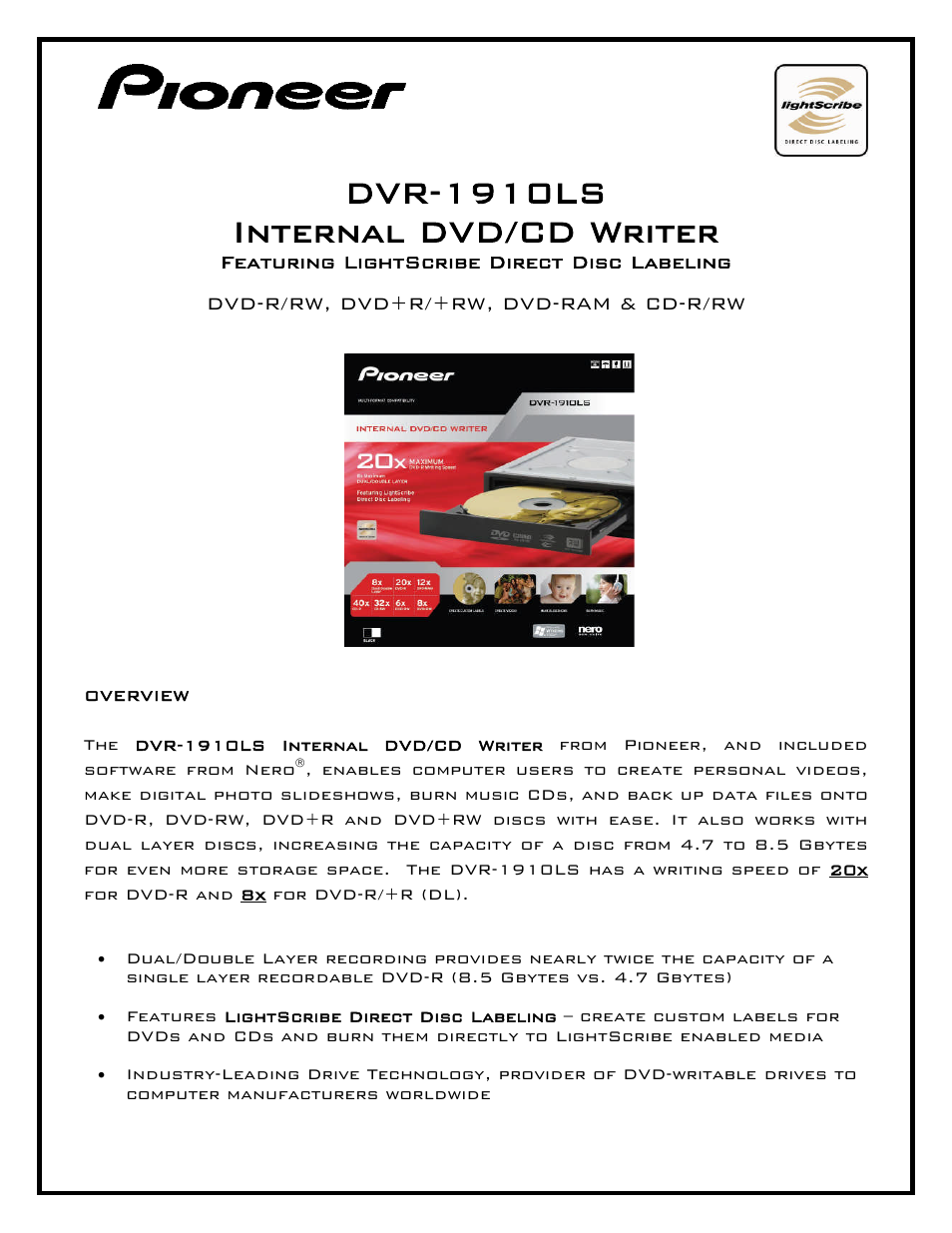 Pioneer DVR-115D User Manual | 2 pages