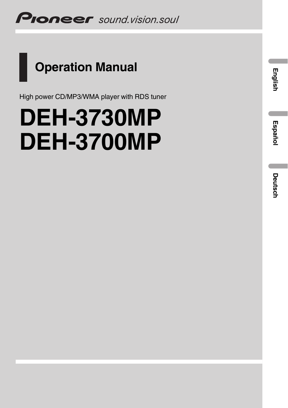 Pioneer DEH-3730MP User Manual | 84 pages