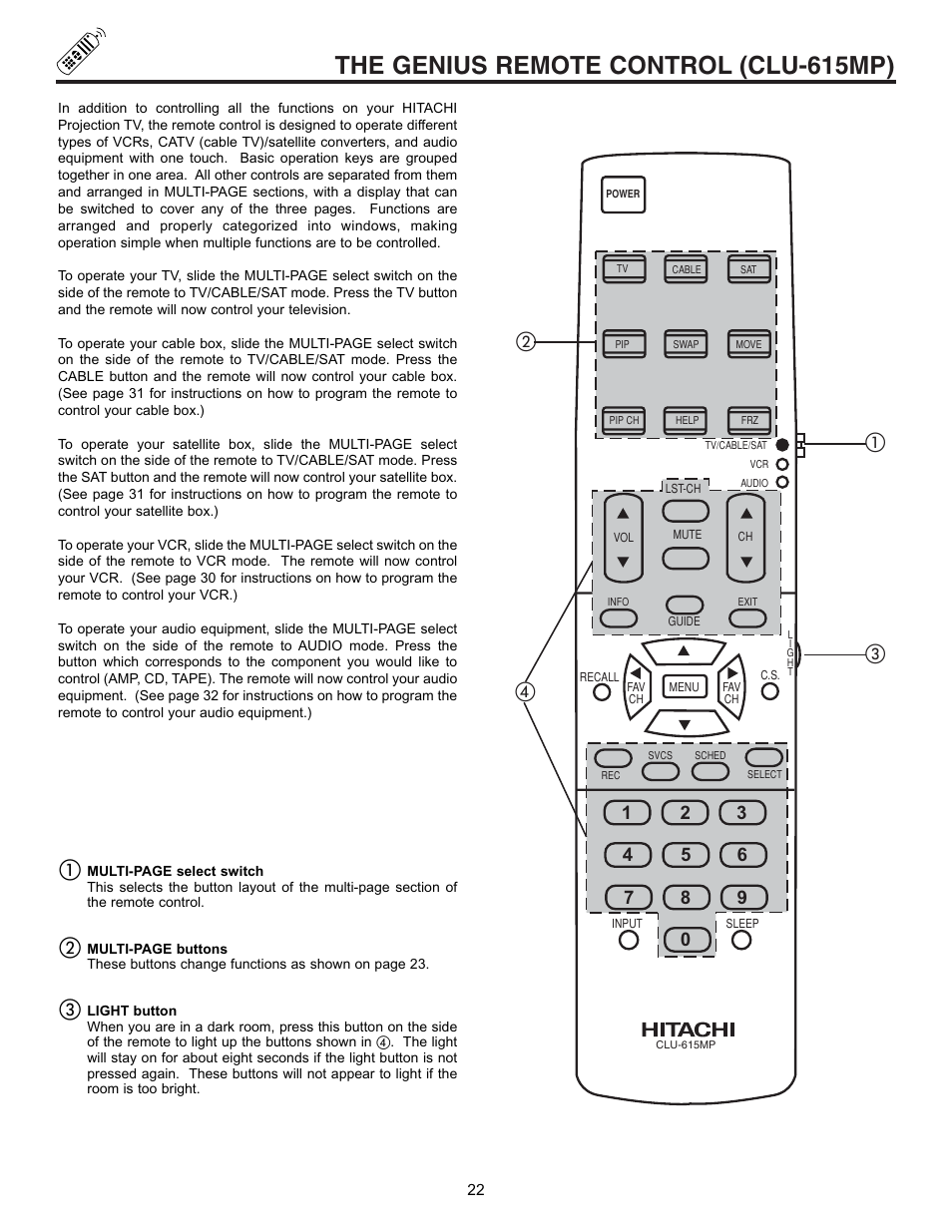 The genius remote control (clu-615mp), ባቢ ብ ቤ | Pioneer 53SBX59B User Manual | Page 22 / 72