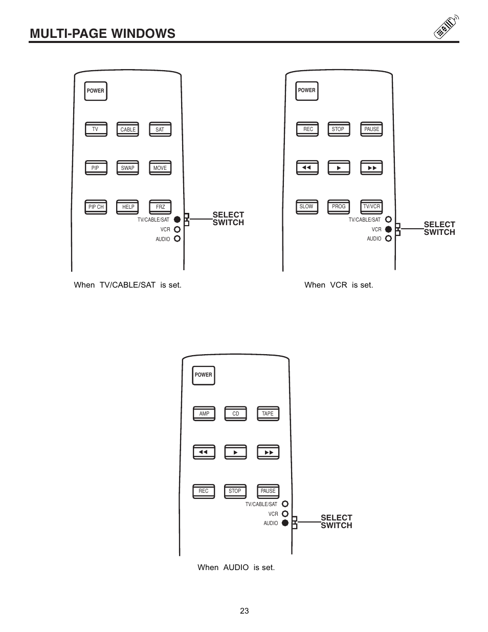 Multi-page windows, Select switch | Pioneer 53SBX59B User Manual | Page 23 / 72