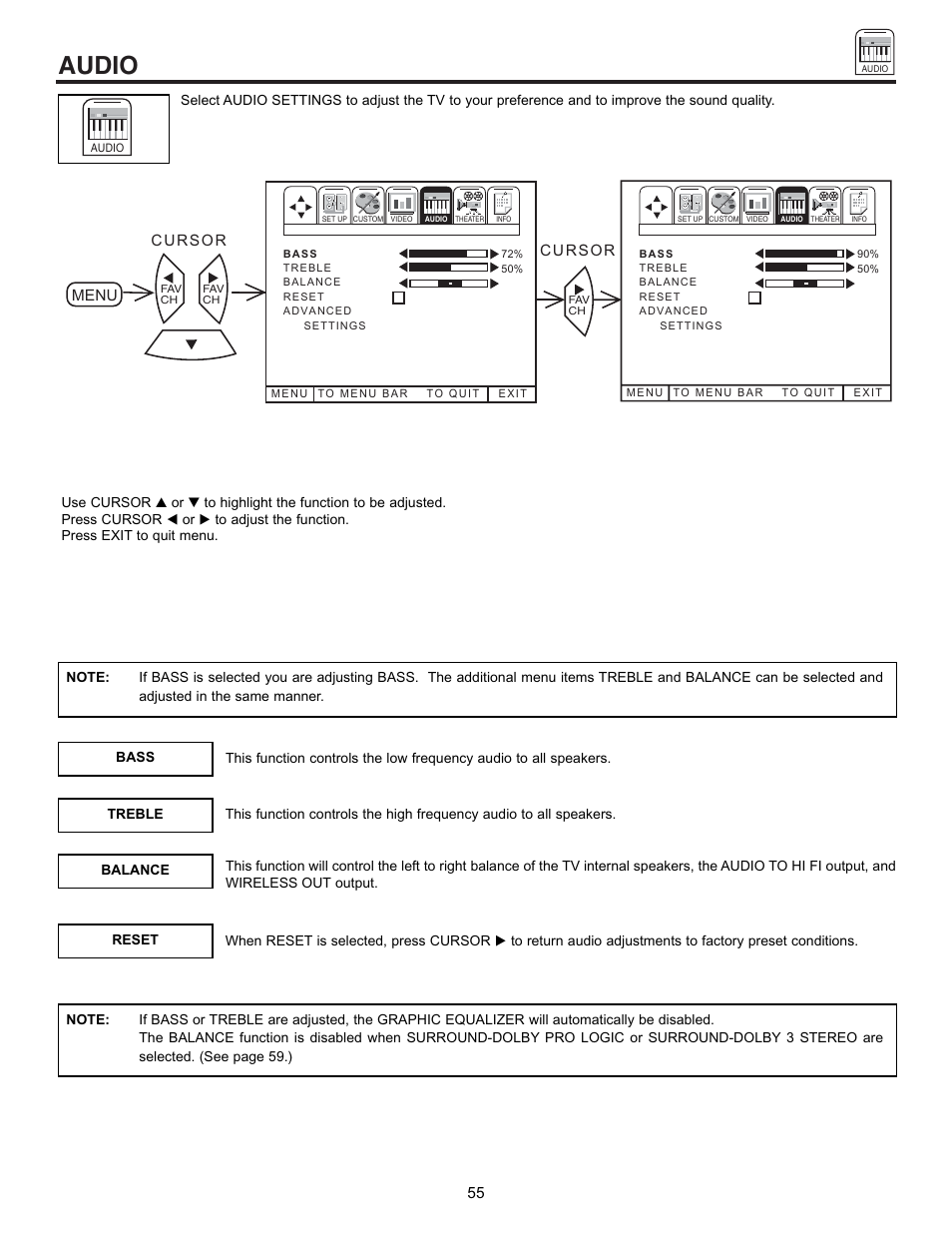 Audio | Pioneer 53SBX59B User Manual | Page 55 / 72