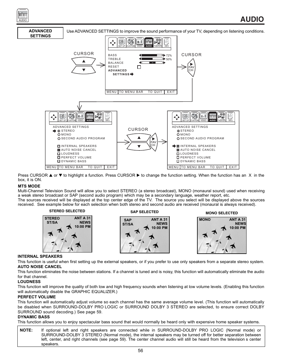 Audio | Pioneer 53SBX59B User Manual | Page 56 / 72