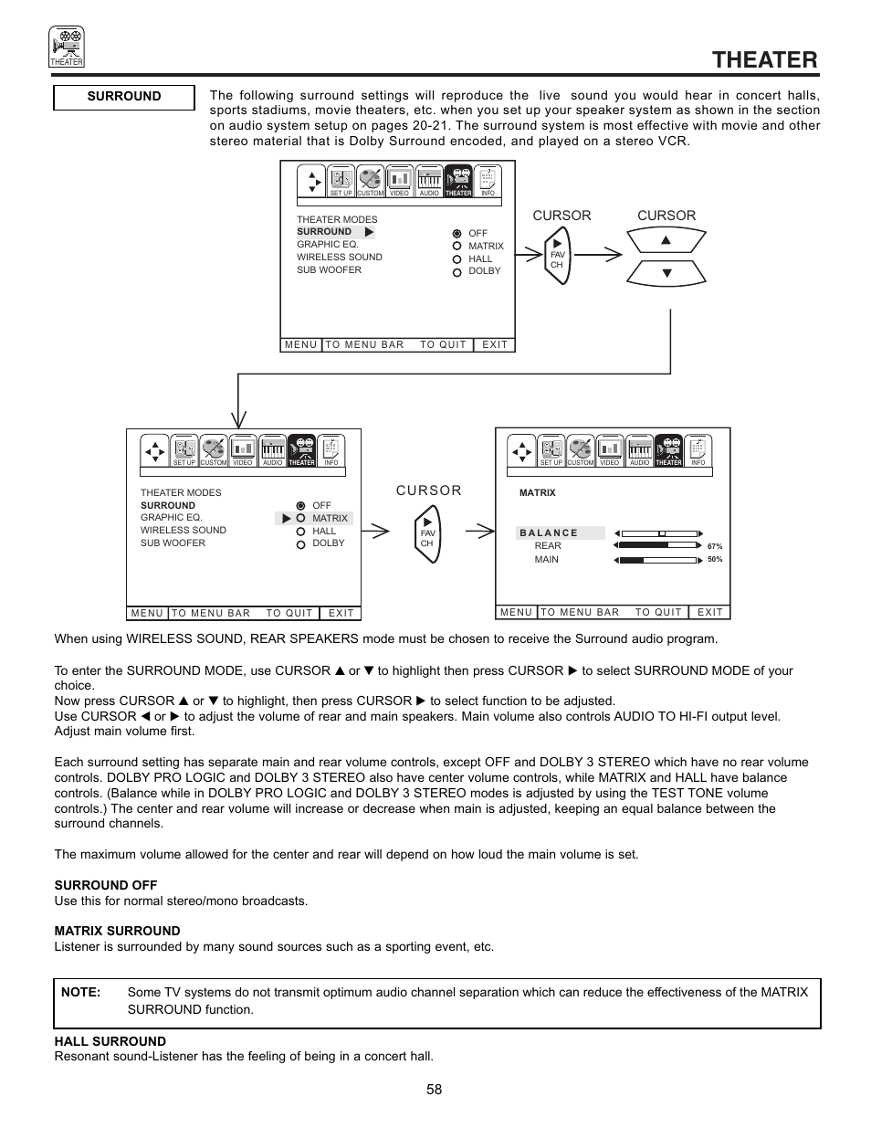 Theater | Pioneer 53SBX59B User Manual | Page 58 / 72