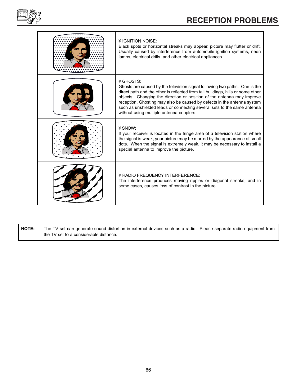 Reception problems | Pioneer 53SBX59B User Manual | Page 66 / 72