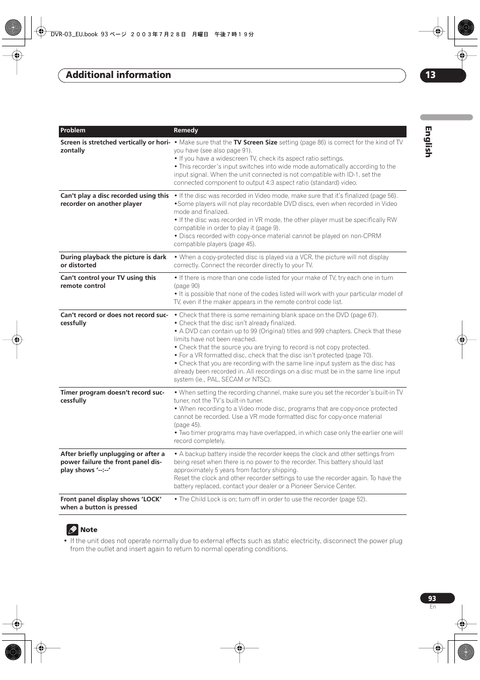 Additional information 13 | Pioneer DVR-3100 User Manual | Page 93 / 108