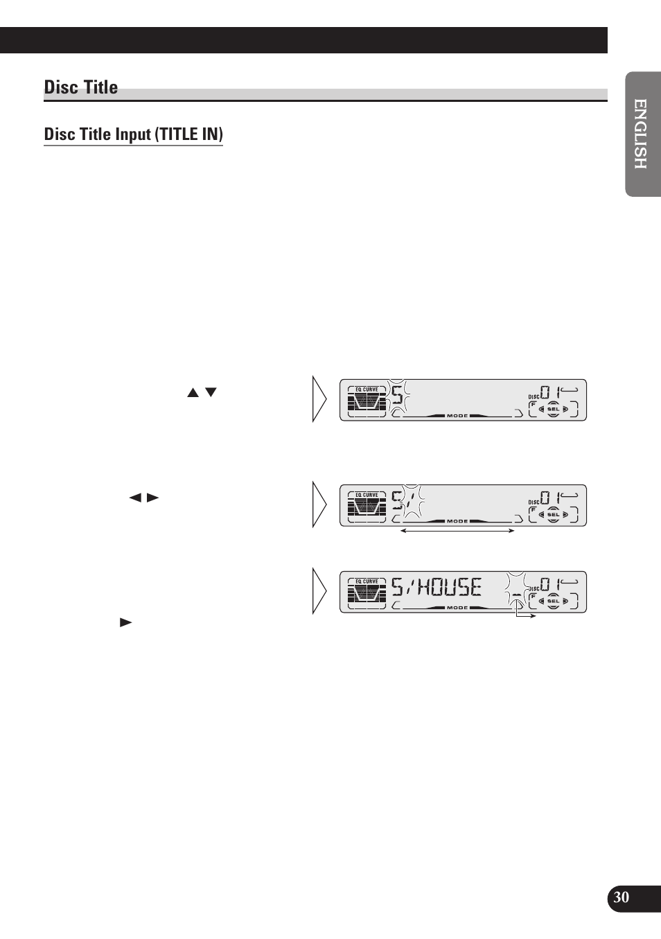 Disc title, Disc title input (title in) | Pioneer DEH-P4100R User Manual | Page 31 / 100