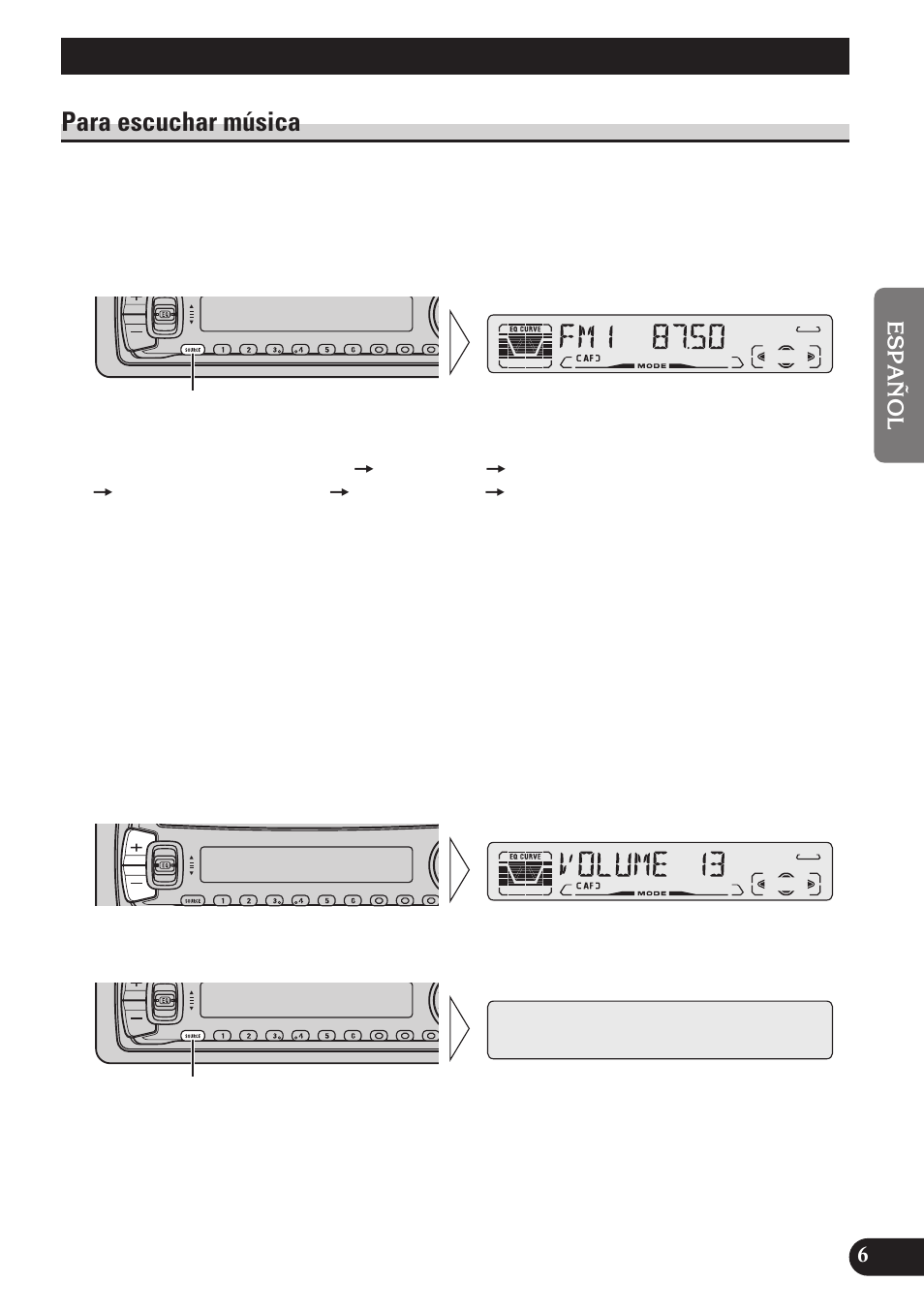 Operación básica, Para escuchar música | Pioneer DEH-P4100R User Manual | Page 55 / 100