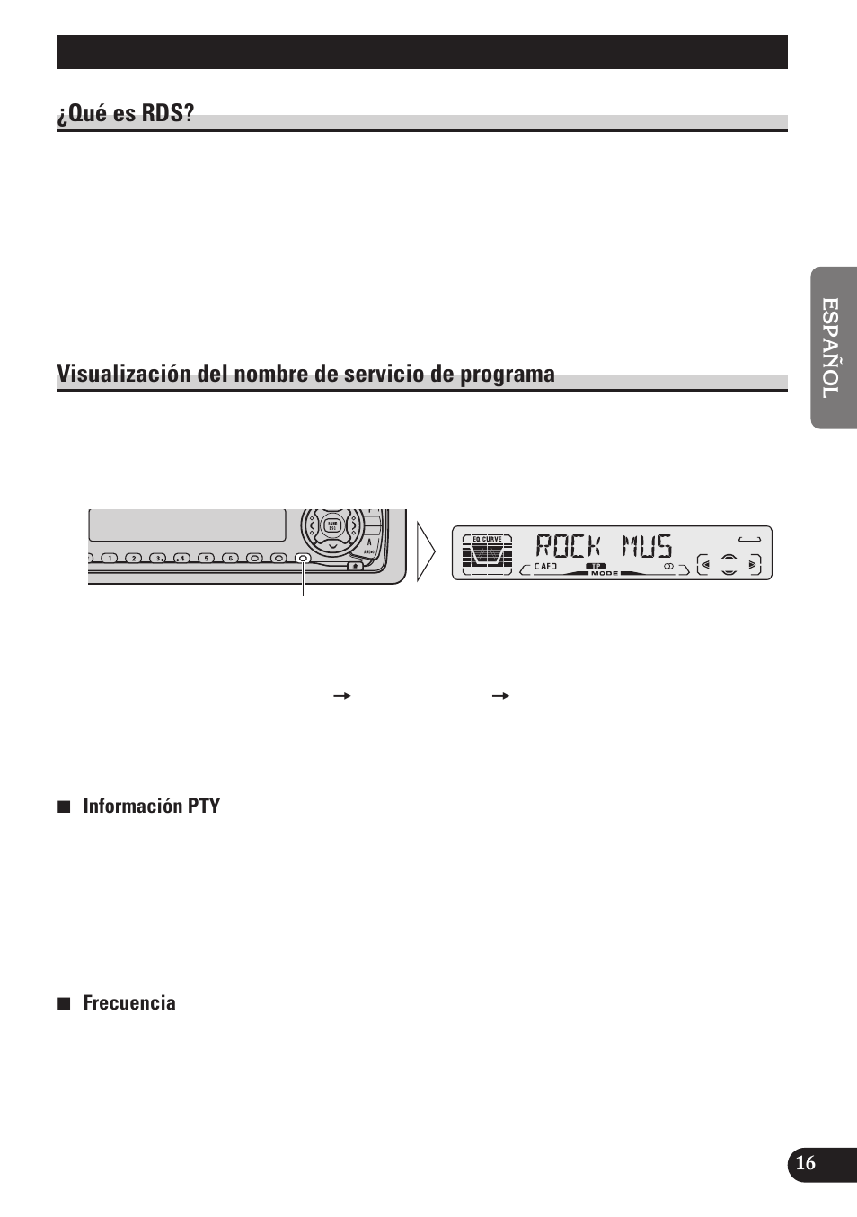 Uso de las funciones rds, Qué es rds, Visualización del nombre de servicio | De programa, Visualización del nombre de servicio de programa | Pioneer DEH-P4100R User Manual | Page 65 / 100