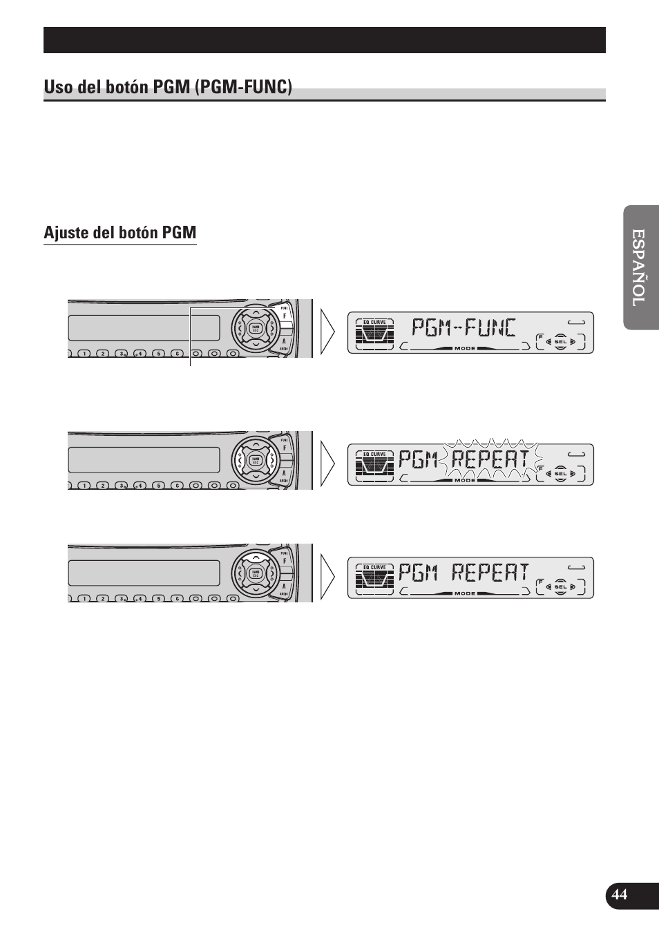 Otras funciones, Uso del botón pgm (pgm-func), Ajuste del botón pgm | Pioneer DEH-P4100R User Manual | Page 93 / 100