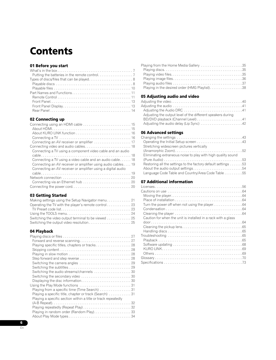 Pioneer BONUSVIEW BDP-09FD User Manual | Page 6 / 74