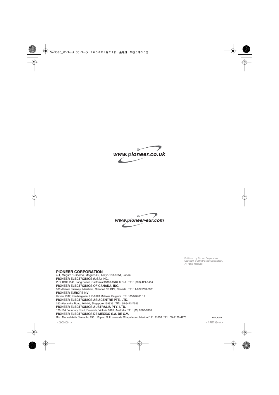 Pioneer S-X360 User Manual | Page 35 / 35