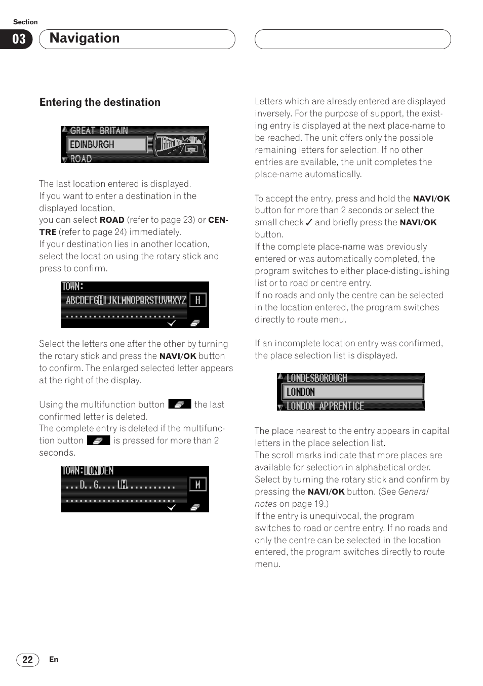 Entering the destination 22, Navigation | Pioneer ANH-P9R-BK User Manual | Page 22 / 92