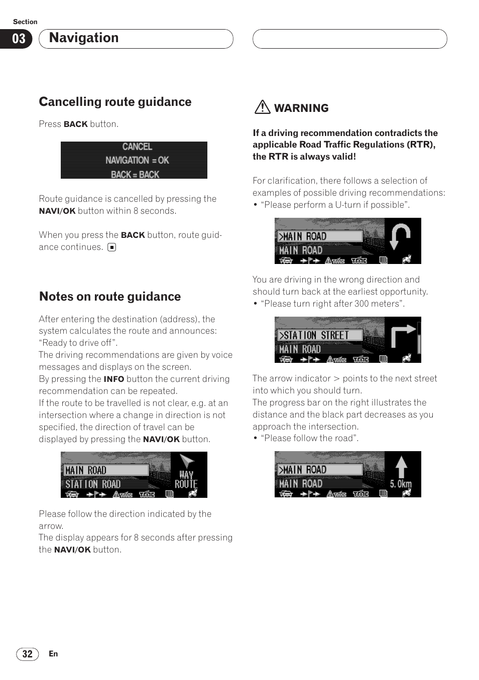 Navigation, Cancelling route guidance | Pioneer ANH-P9R-BK User Manual | Page 32 / 92