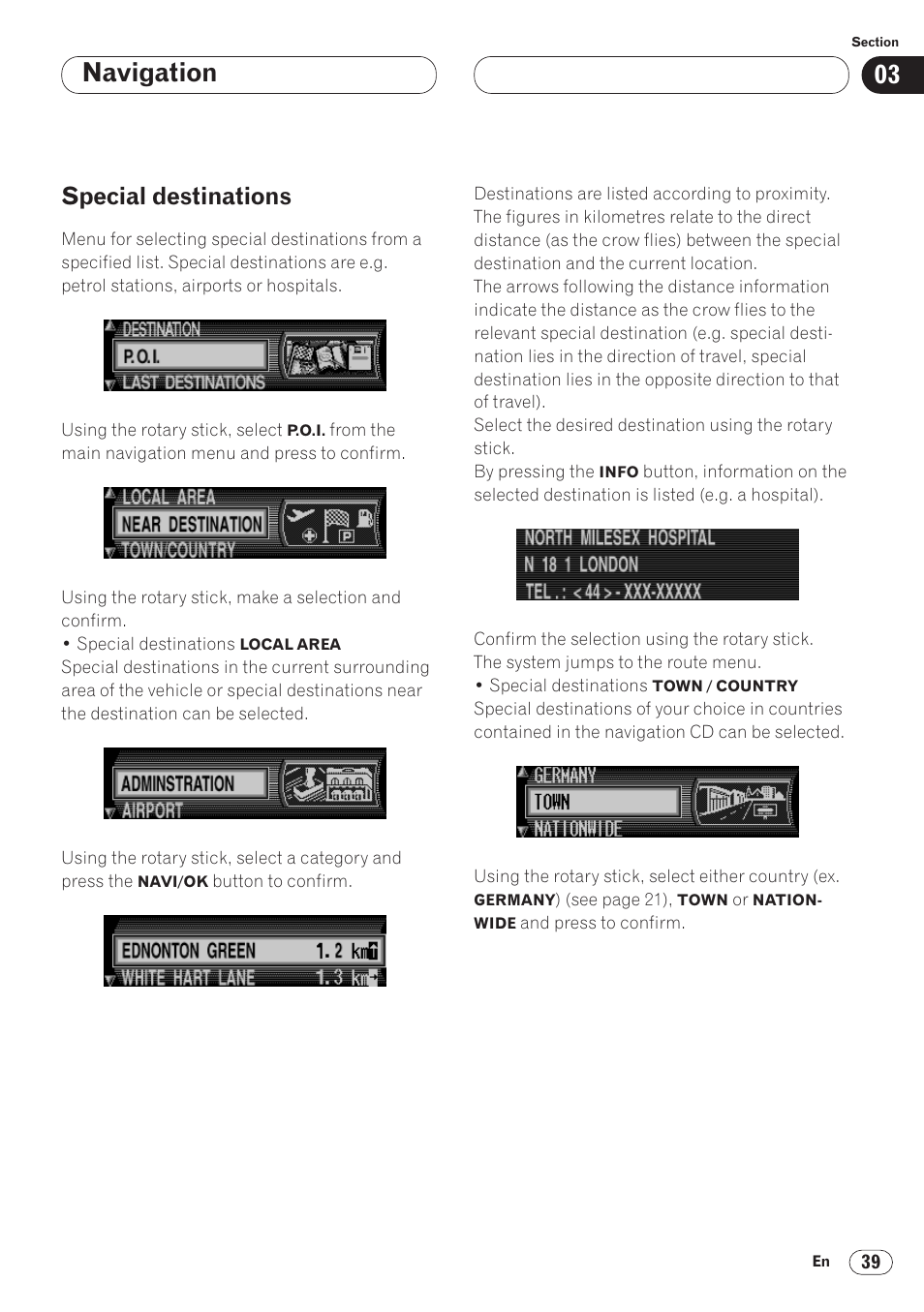 Special destinations 39, Navigation, Special destinations | Pioneer ANH-P9R-BK User Manual | Page 39 / 92