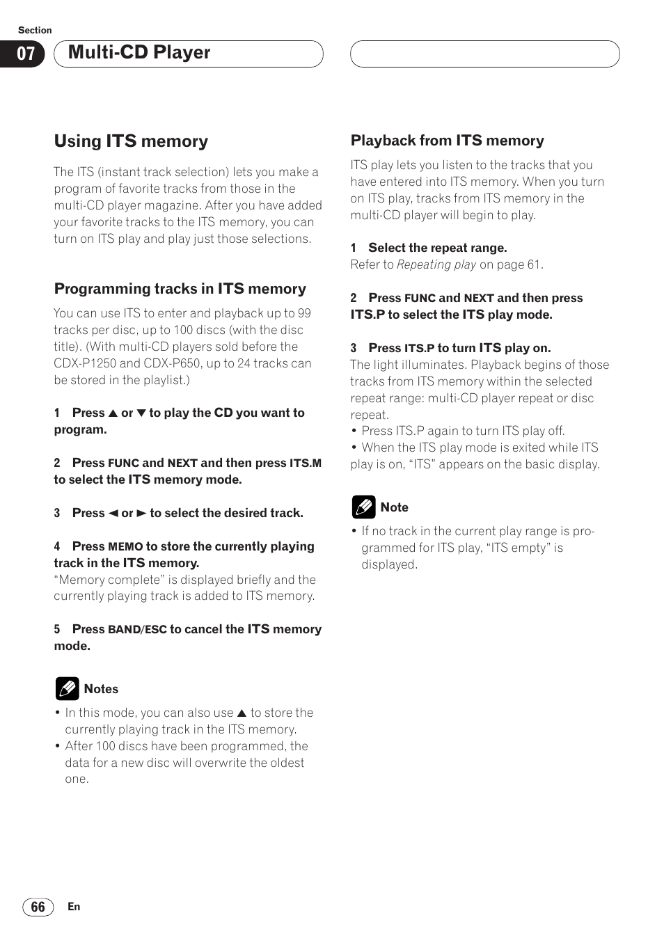 Using its memory 66, Multi-cd player | Pioneer ANH-P9R-BK User Manual | Page 66 / 92