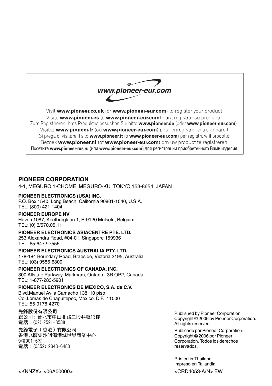 Pioneer corporation | Pioneer DEH-P75BT User Manual | Page 207 / 207