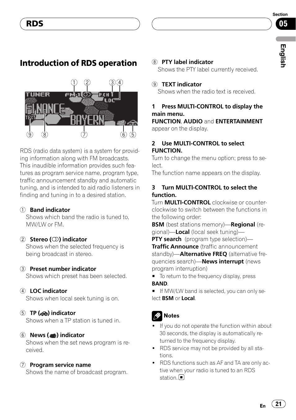 Rds introduction of rds operation, Introduction of rds operation | Pioneer DEH-P75BT User Manual | Page 21 / 207