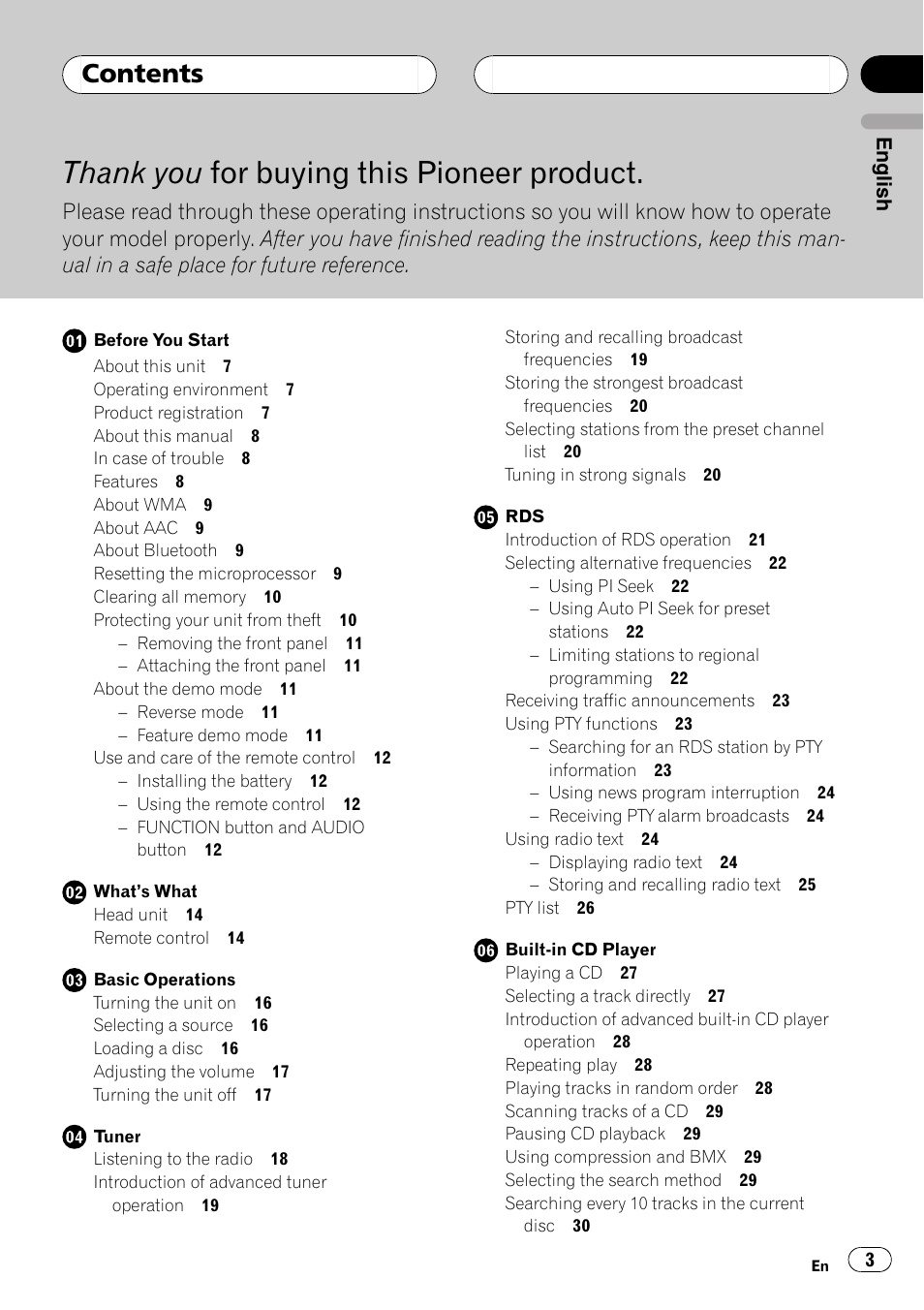Pioneer DEH-P75BT User Manual | Page 3 / 207