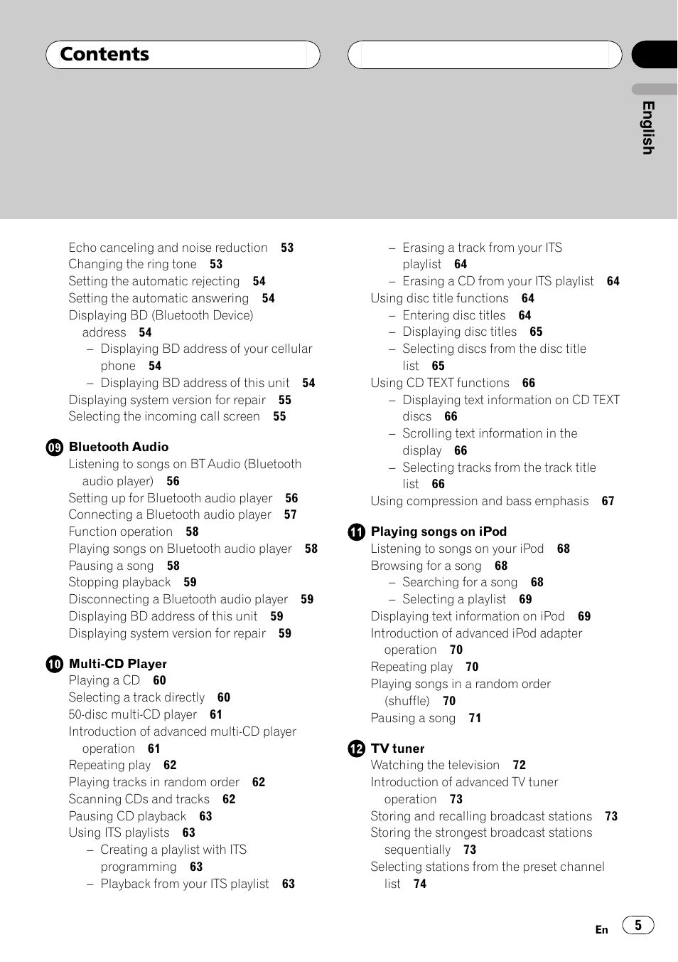 Pioneer DEH-P75BT User Manual | Page 5 / 207