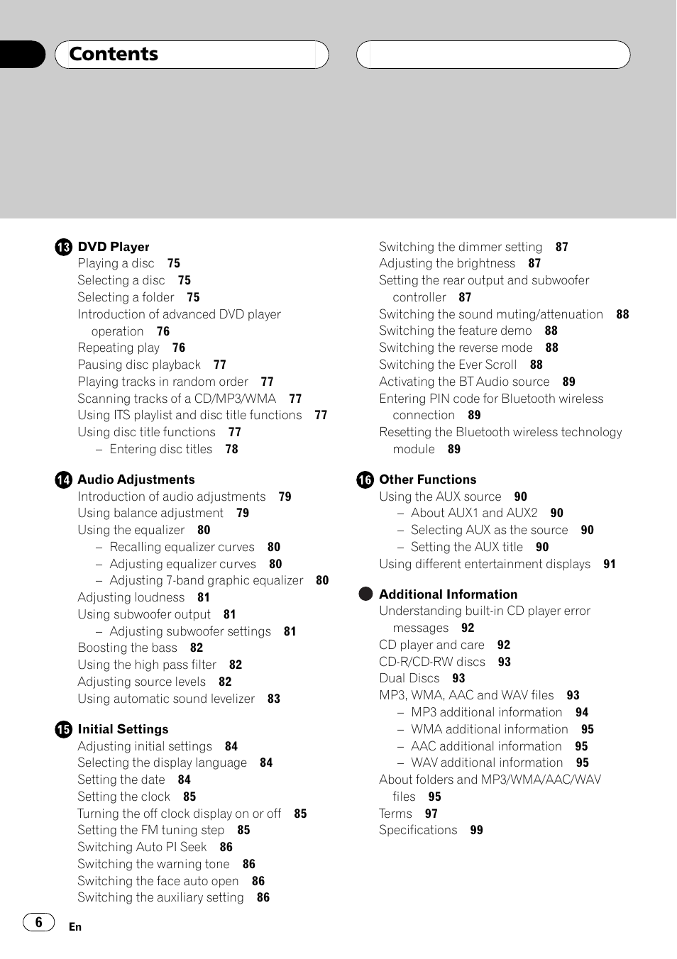 Pioneer DEH-P75BT User Manual | Page 6 / 207