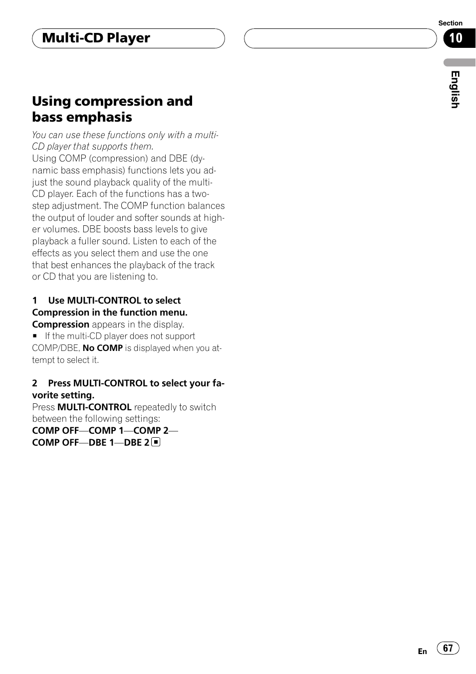 Using compression and bass emphasis, Multi-cd player | Pioneer DEH-P75BT User Manual | Page 67 / 207