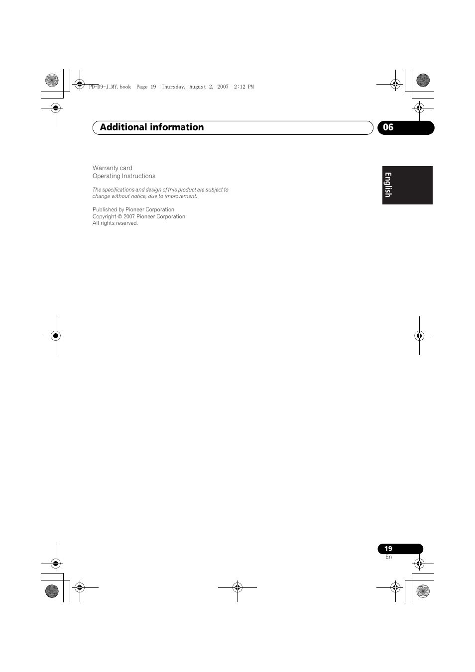 Additional information 06 | Pioneer PD-D9-J User Manual | Page 19 / 110