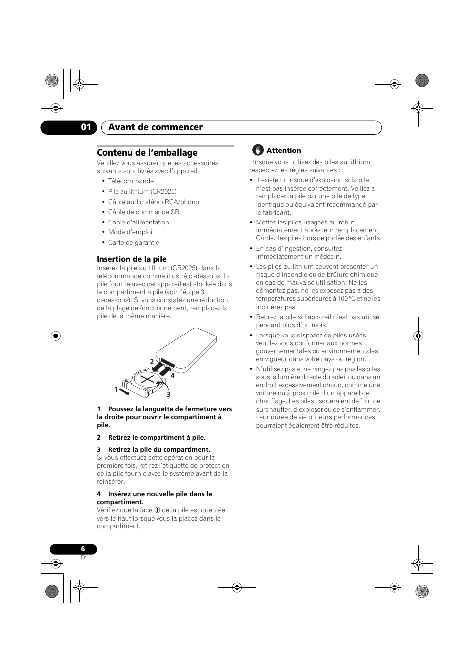 Contenu de l’emballage, Avant de commencer 01 | Pioneer PD-D9-J User Manual | Page 24 / 110